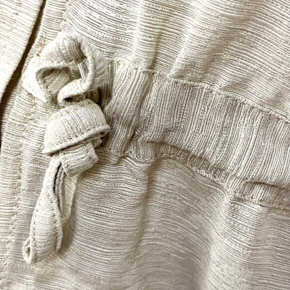 Chico's Sofie Scarf Silk Linen Blazer S 4 Neutral Open Front Pockets Lagenlook - Picture 4 of 13